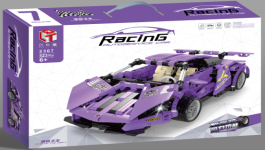 Violet Sports Car building block set in its factory-supplied packaging
