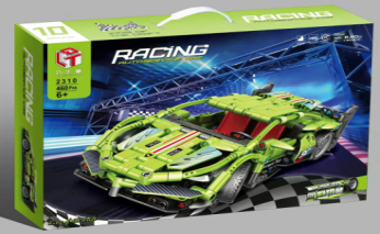 Lime Sports Car building block set in its factory-supplied packaging